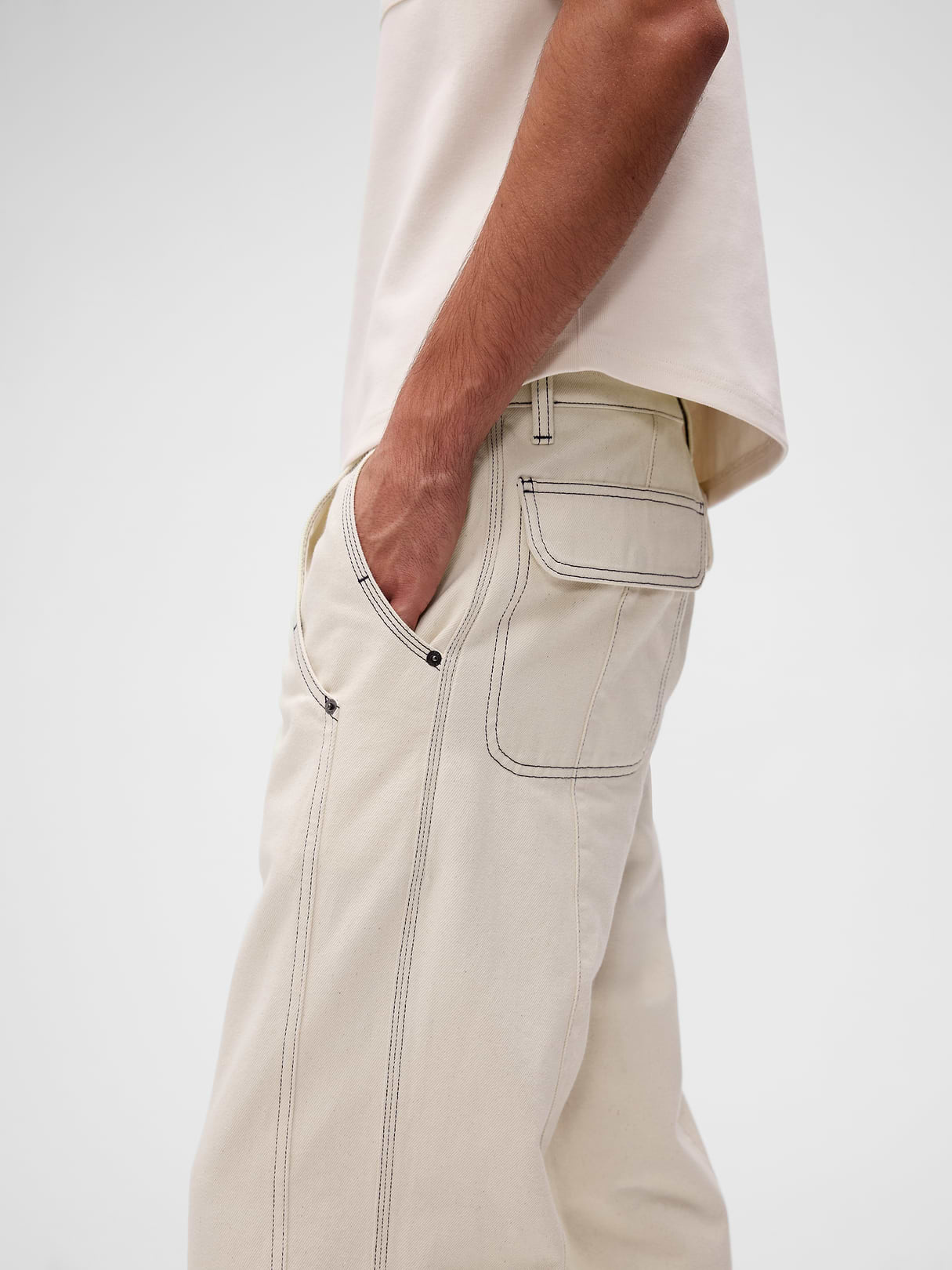 GapStudio Relaxed Utility Jeans - Ecru rinse