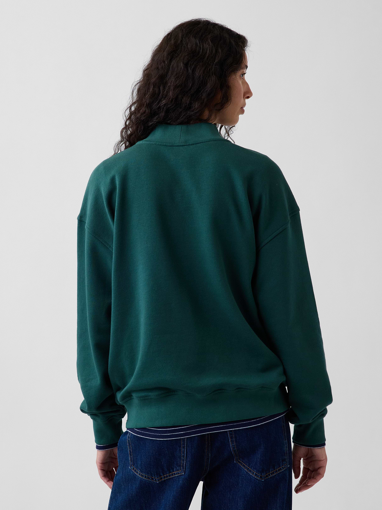 VintageSoft Oversized Mockneck Logo Sweatshirt - Dark green