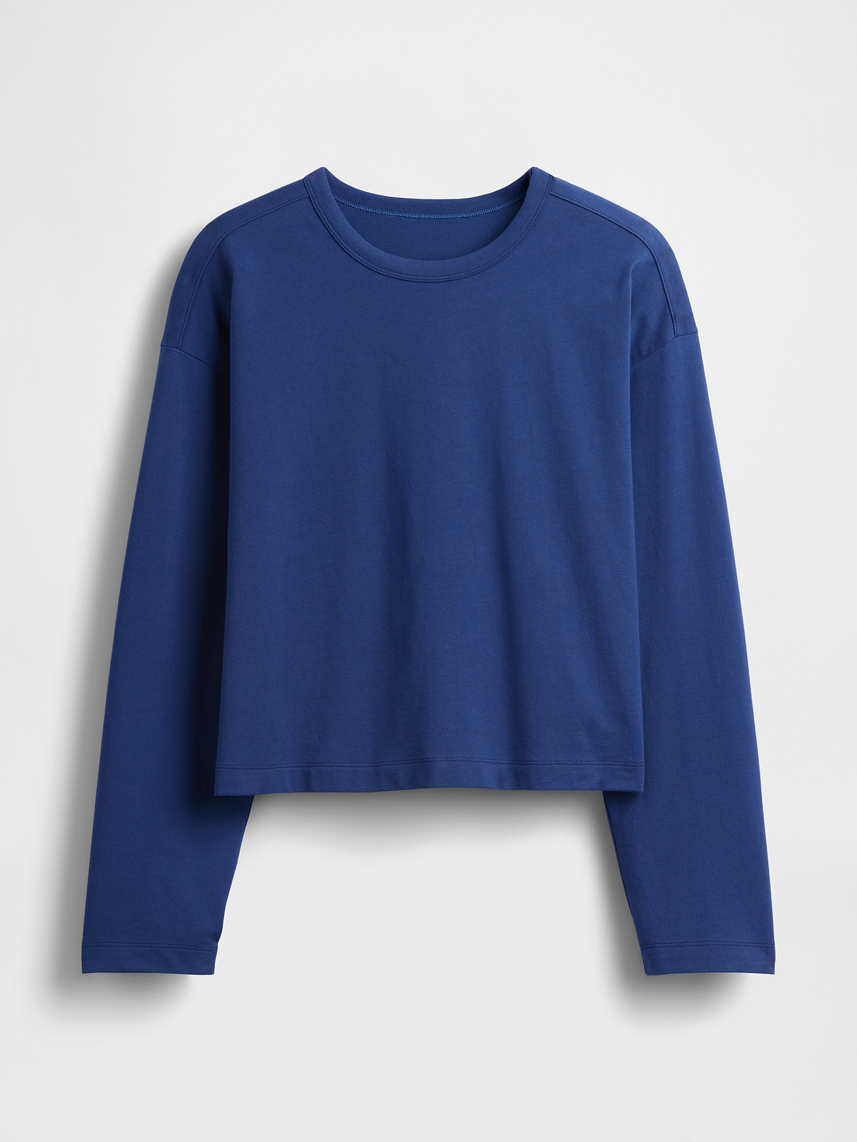 Knit Oversized Crop T-Shirt - Blue track