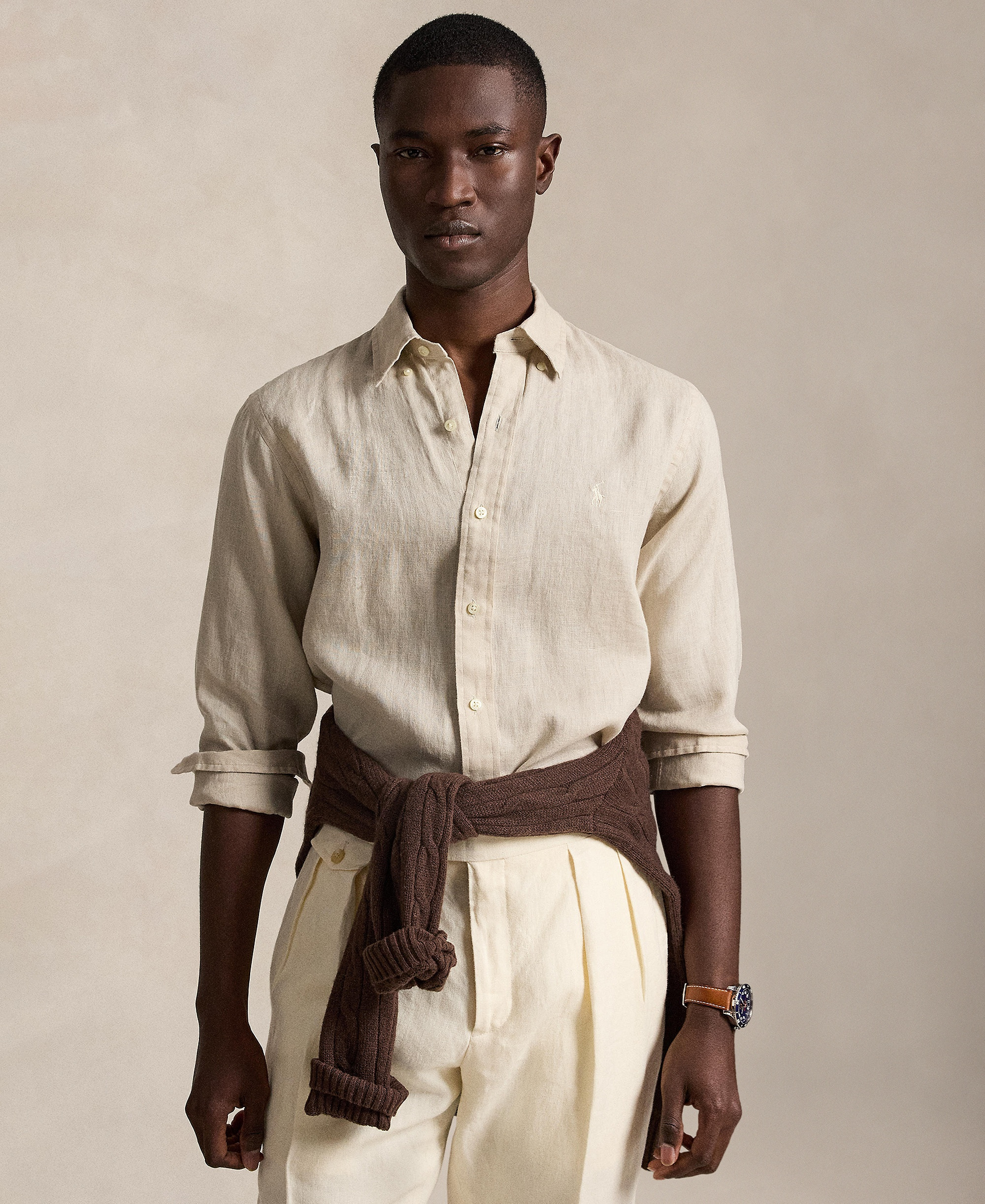 Polo Ralph Lauren Men's Classic-Fit Linen Shirt - Stoneware Gray