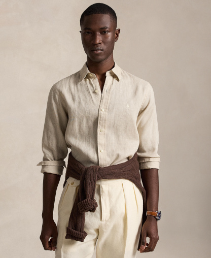 Polo Ralph Lauren Men's Classic-Fit Linen Shirt - Stoneware Gray