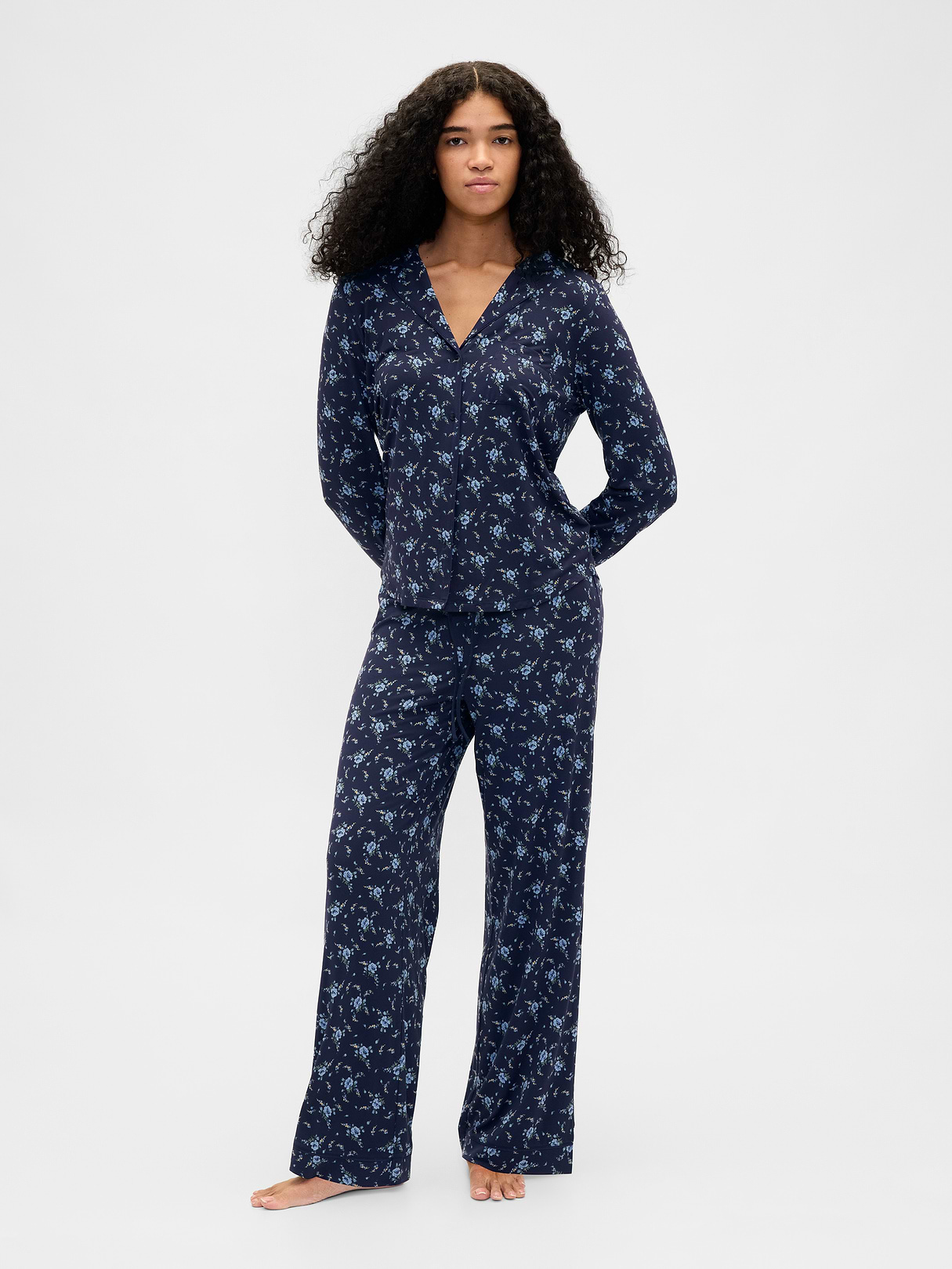 SoftMade Modal PJ Pants - Navy blue floral