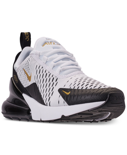Nike Men's Air Max 270 Casual Sneakers from Finish Line - White, Metallic Gold, Black