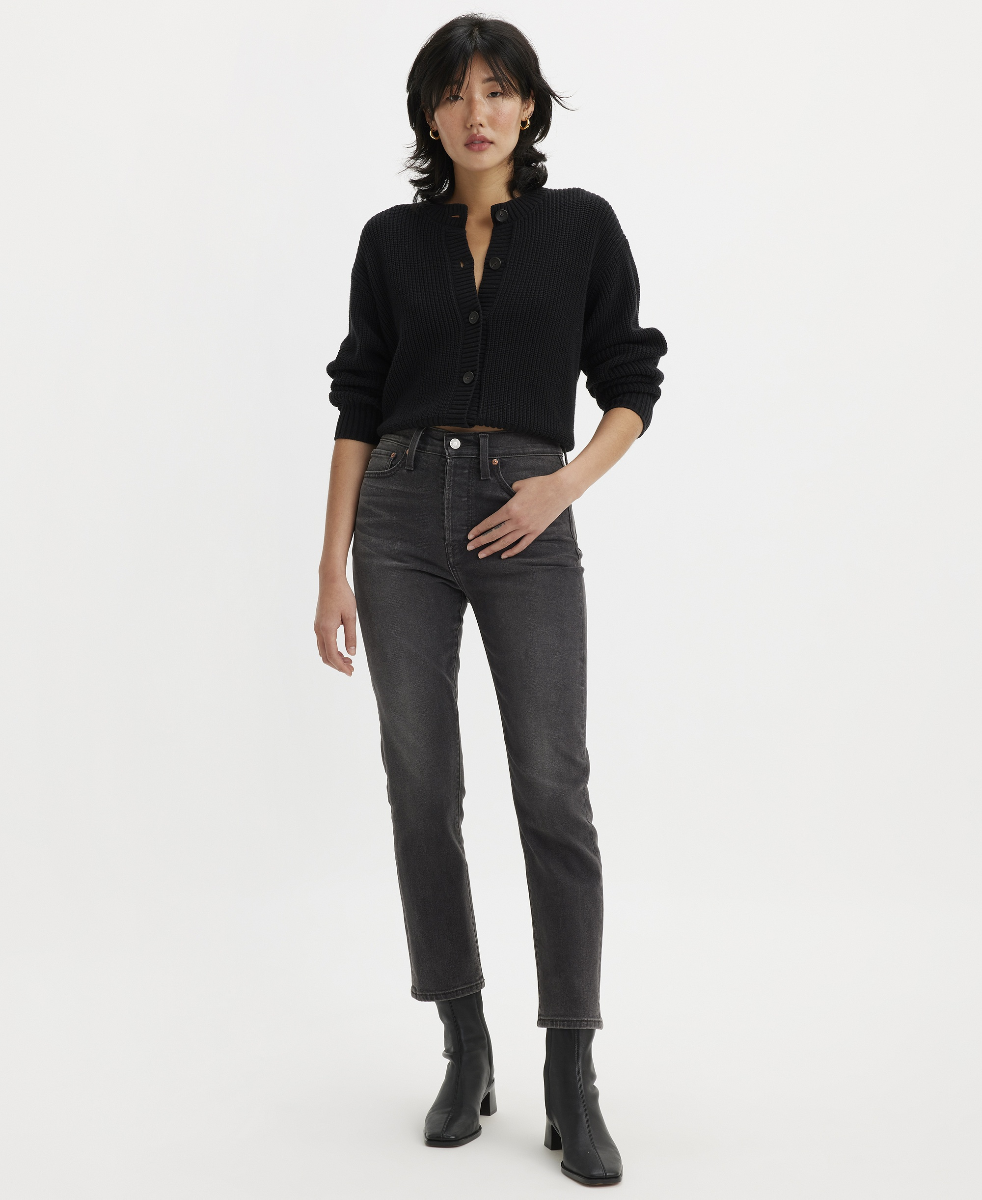 Levi's Women's Wedgie Straight-Leg High-Rise Cropped Jeans - Black