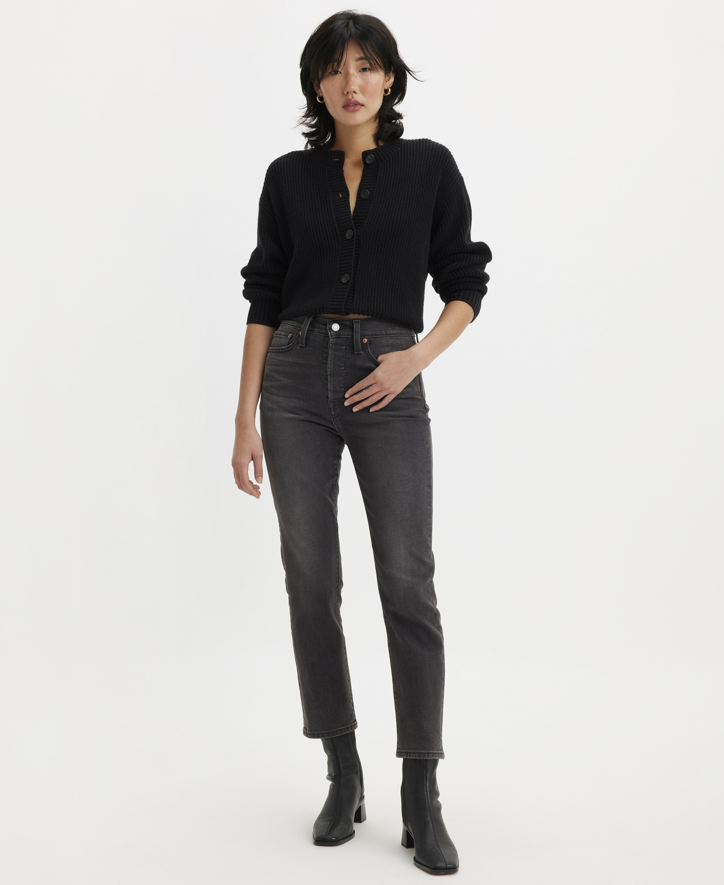 Levi's Women's Wedgie Straight-Leg High-Rise Cropped Jeans - Black