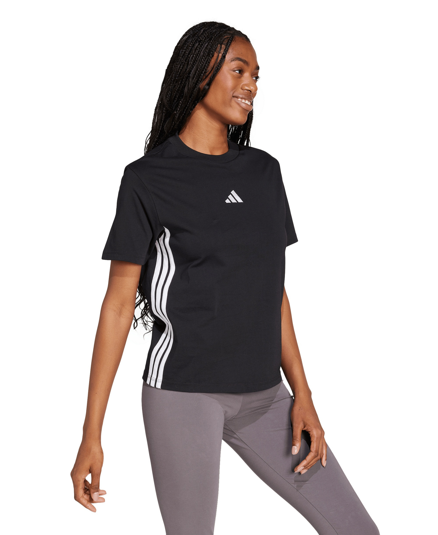 adidas Women's Essentials 3-Stripes Cotton T-Shirt - Black/white
