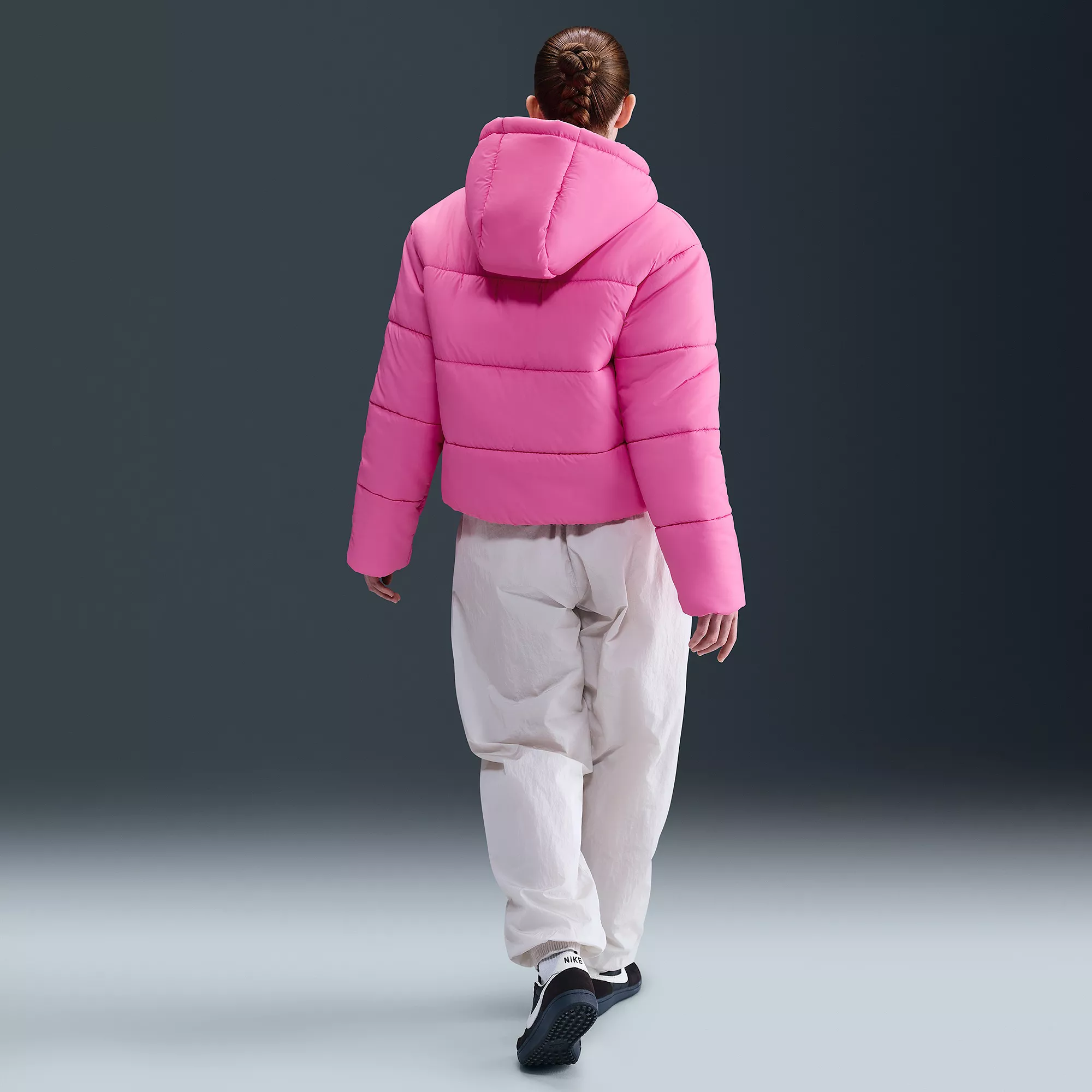 Nike Women's Sportswear Classic Puffer Therma-FIT Loose Hooded Jacket — Playful Pink