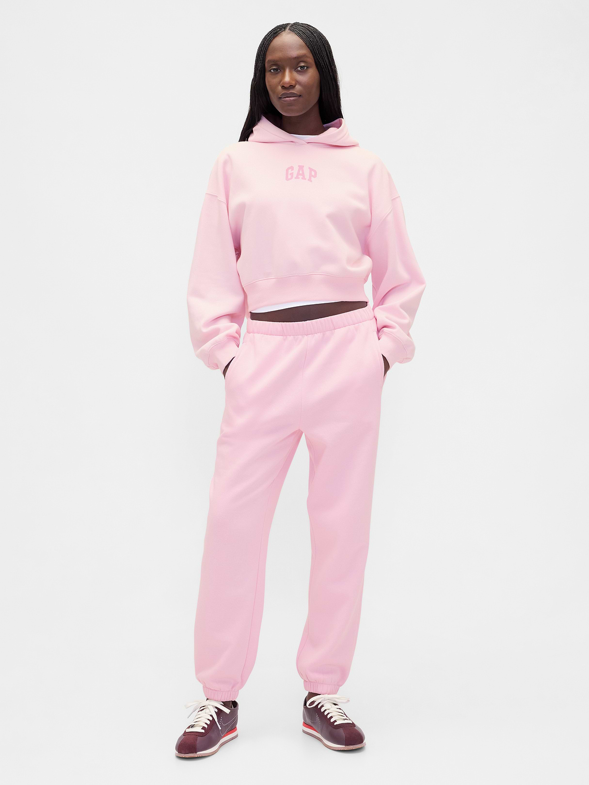 VintageSoft Crop Logo Hoodie - Primrose pink