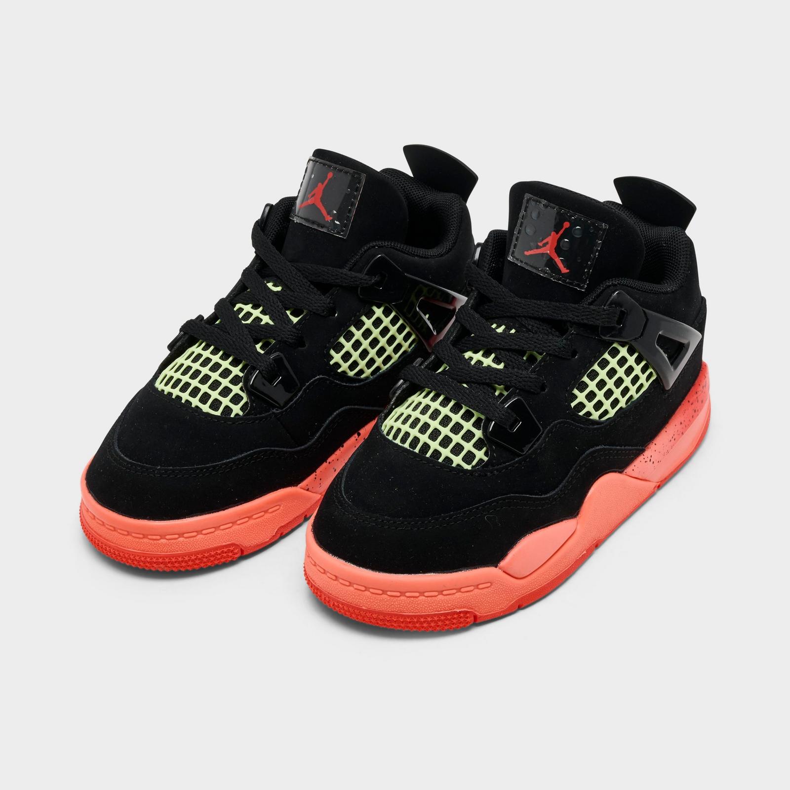 Kids' Toddler Air Jordan Retro 4 Basketball Shoes - Black/Infrared 23/Bright Mango - view 2