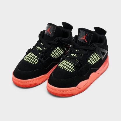 Kids' Toddler Air Jordan Retro 4 Basketball Shoes - Black/Infrared 23/Bright Mango - view 2