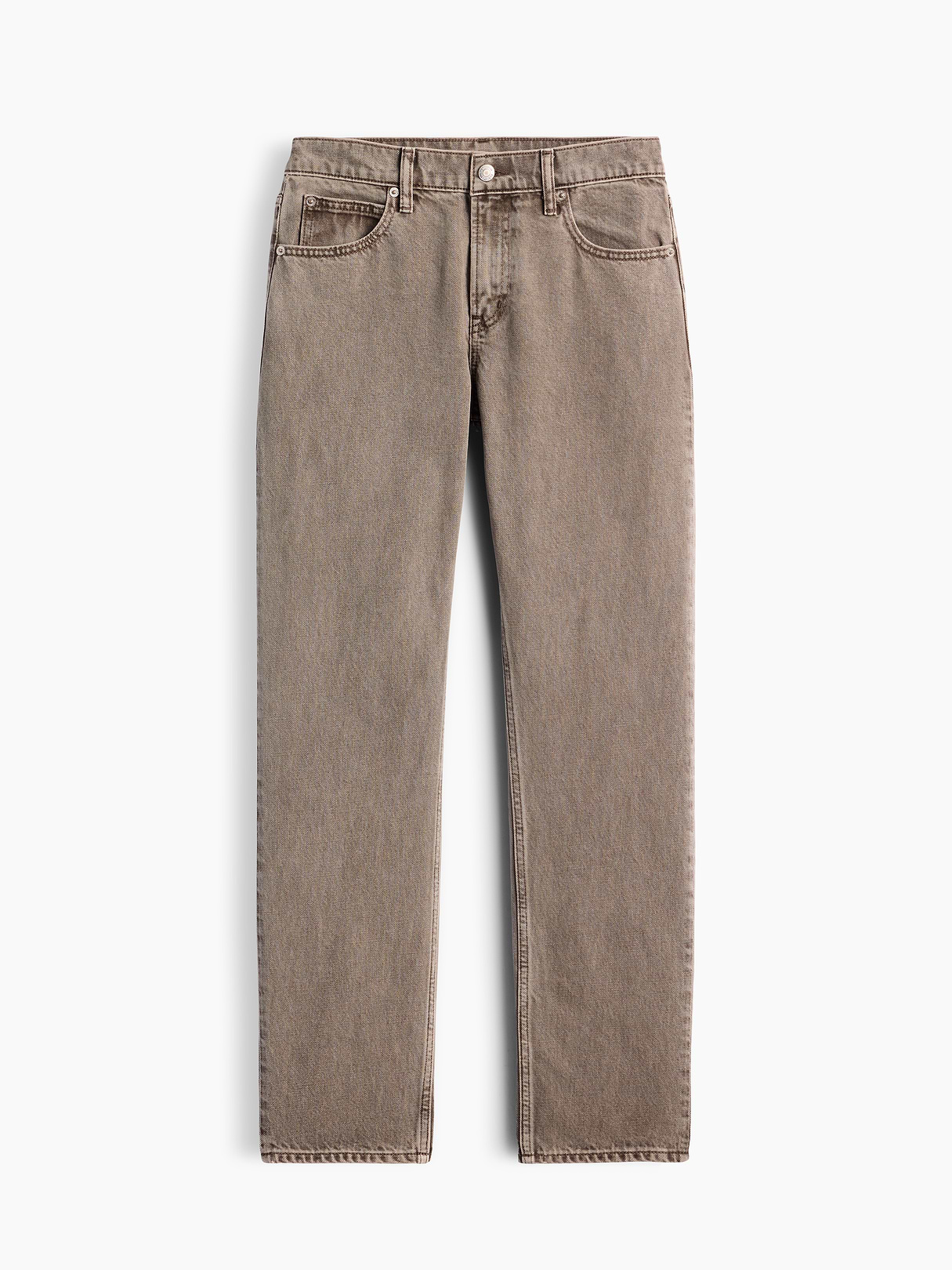 Mid Rise Straight Taper Jeans - Brown acid wash