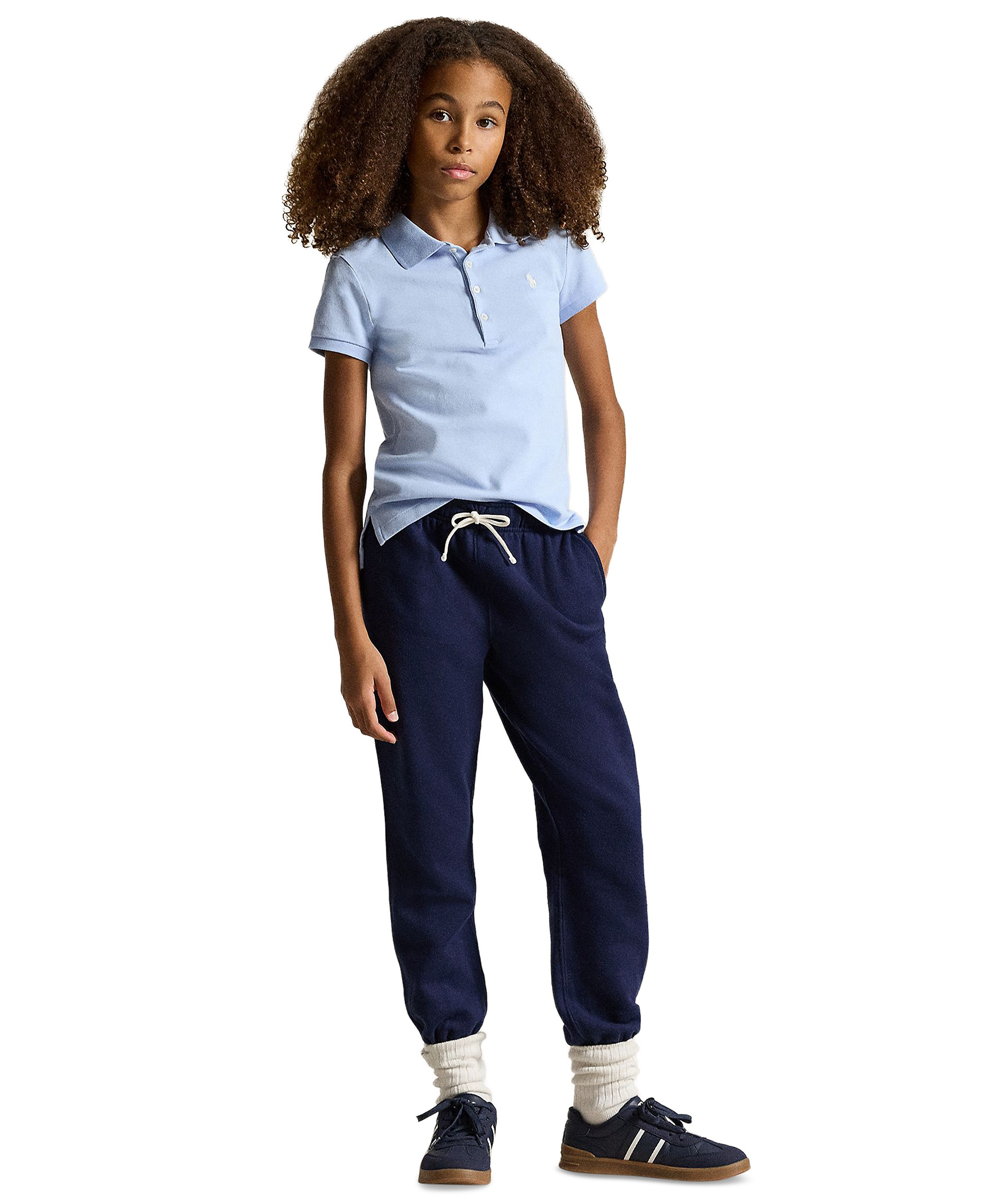 Polo Ralph Lauren Girls' 7-16 Stretch Cotton Mesh Polo Shirt - Office Blue