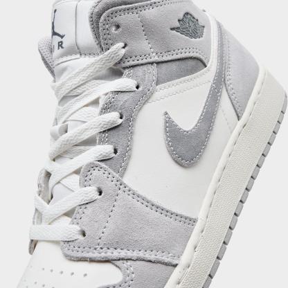 Big Kids' Air Jordan Retro 1 Mid SE Casual Shoes - Neutral Grey/Sail/Smoke Grey - view 3