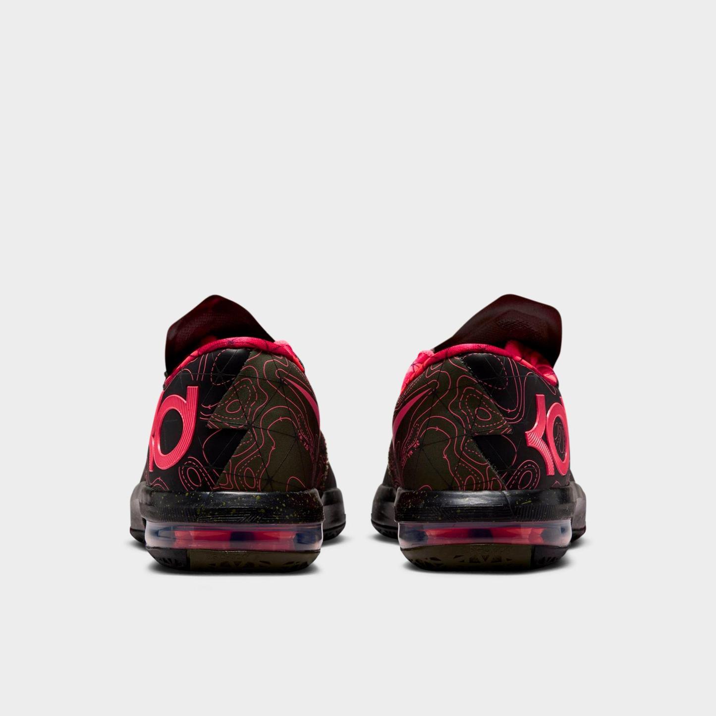 Big Kids' Nithtke KD 6 Basketball Shoes - Black/Atomic Red/Medium Olive/Noble Red - Back view