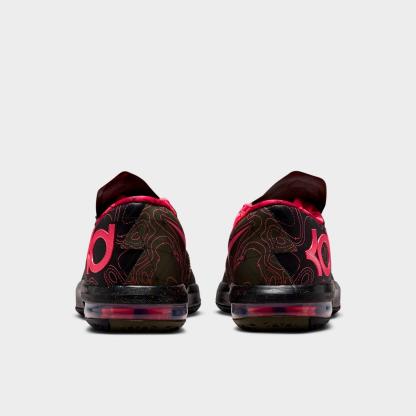 Big Kids' Nithtke KD 6 Basketball Shoes - Black/Atomic Red/Medium Olive/Noble Red - Back view