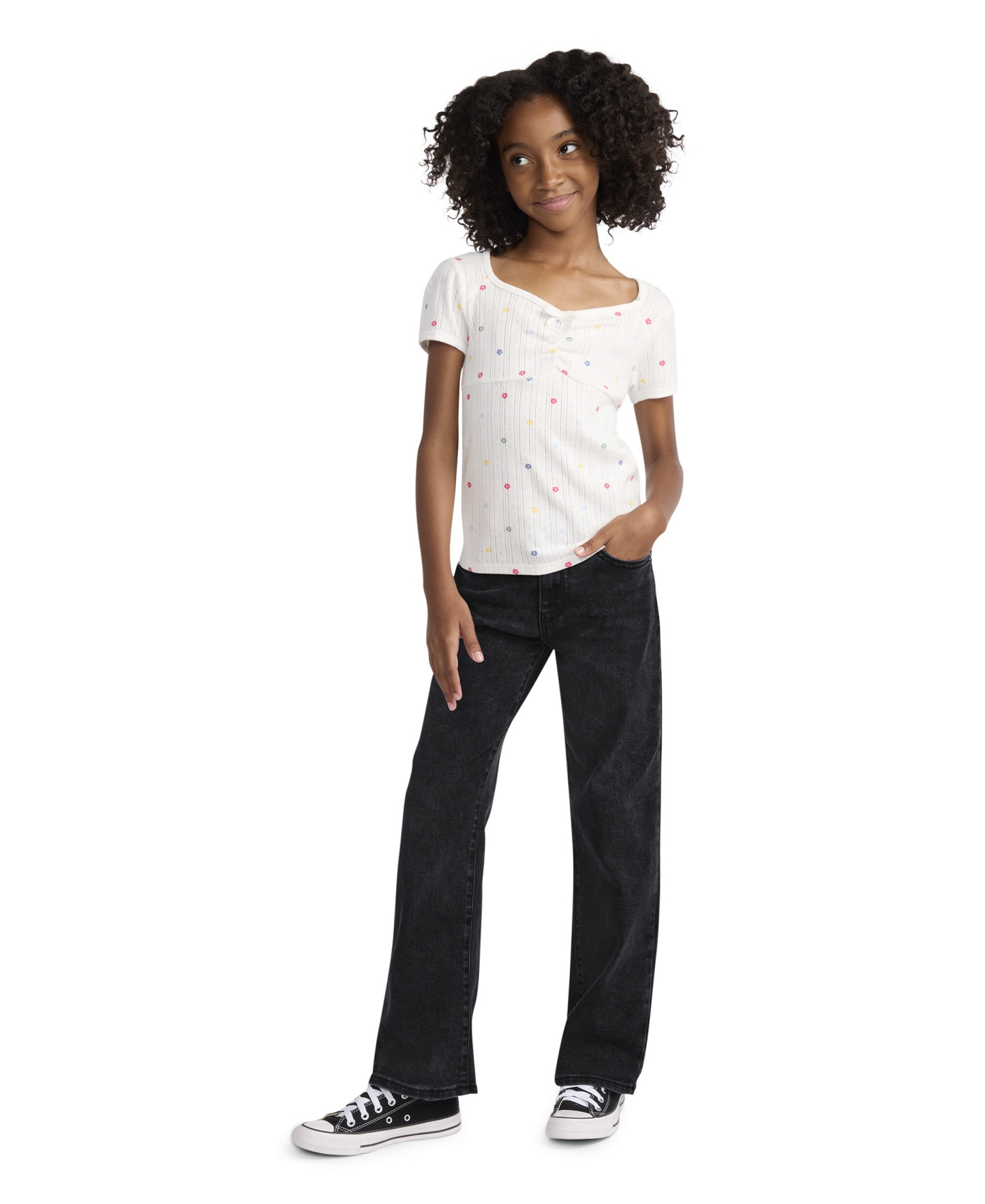 Levi's Girls' 7-16 Vintage-Like Mid-Rise Wide Leg Jeans - Blue