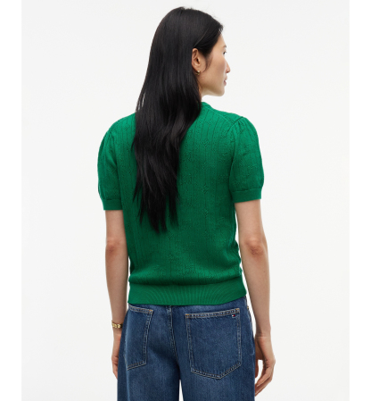 Tommy Hilfiger Women's Pointelle Puff-Sleeve Sweater - Nouveau Green