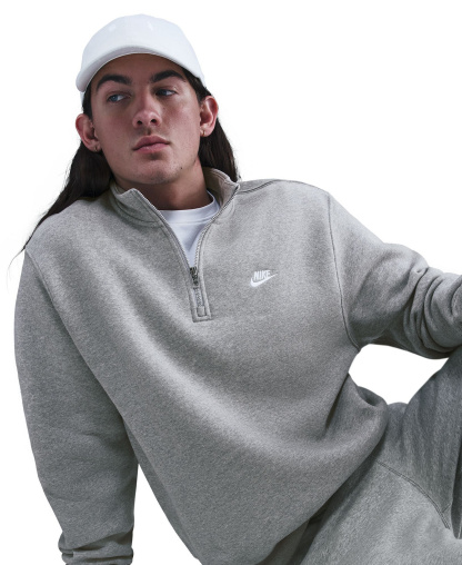 Nike Men's Sportswear Club Half-Zip Fleece Sweatshirt - Dark Gray Heather