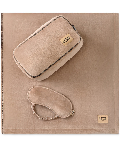 UGG® Raegan 3-Piece Throw, Eye Mask and Case Gift Set - Chestnut