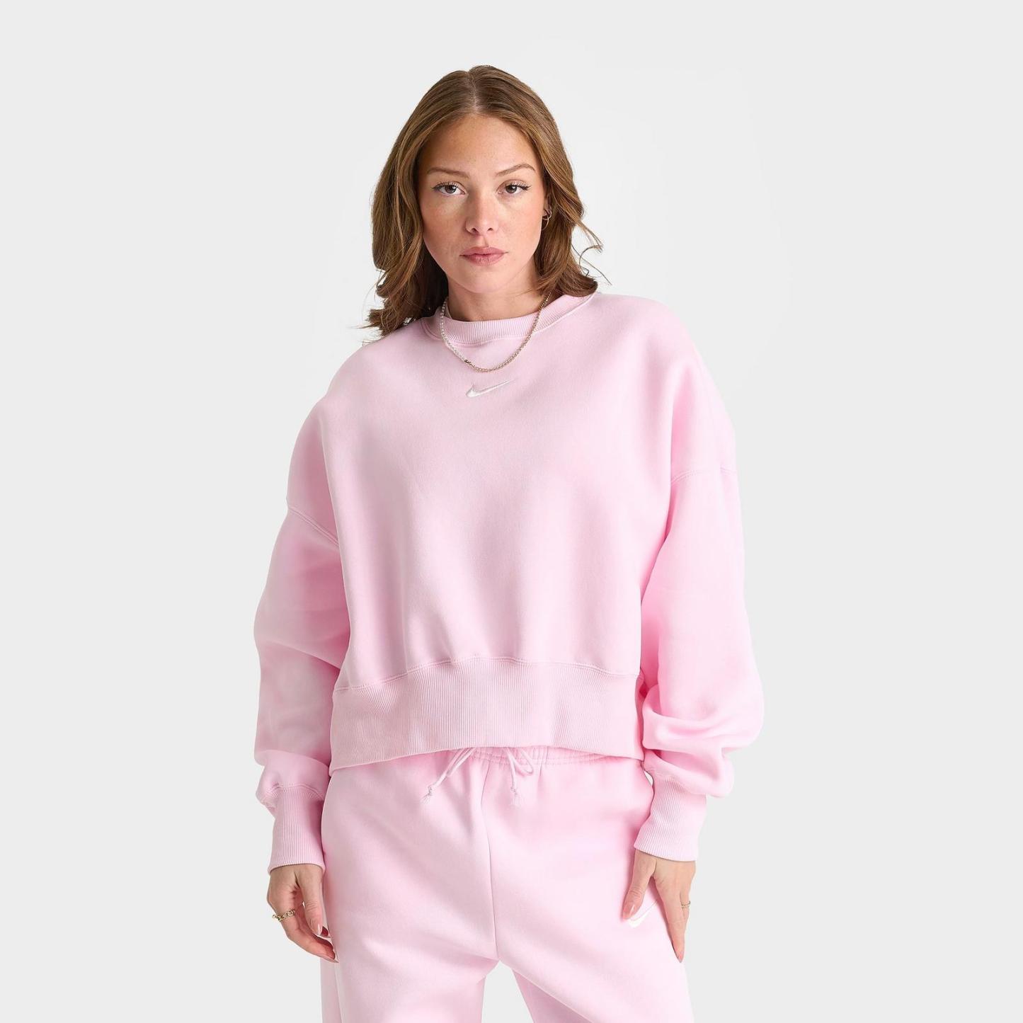 Women's Nike Sportswear Phoenix Fleece Oversized Crewneck Sweatshirt - Pink Foam/Sail