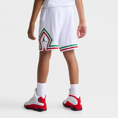 Big Kids' Jordan Dri-FIT Diamond Mesh Basketball Shorts - White/Red/Green - view 4