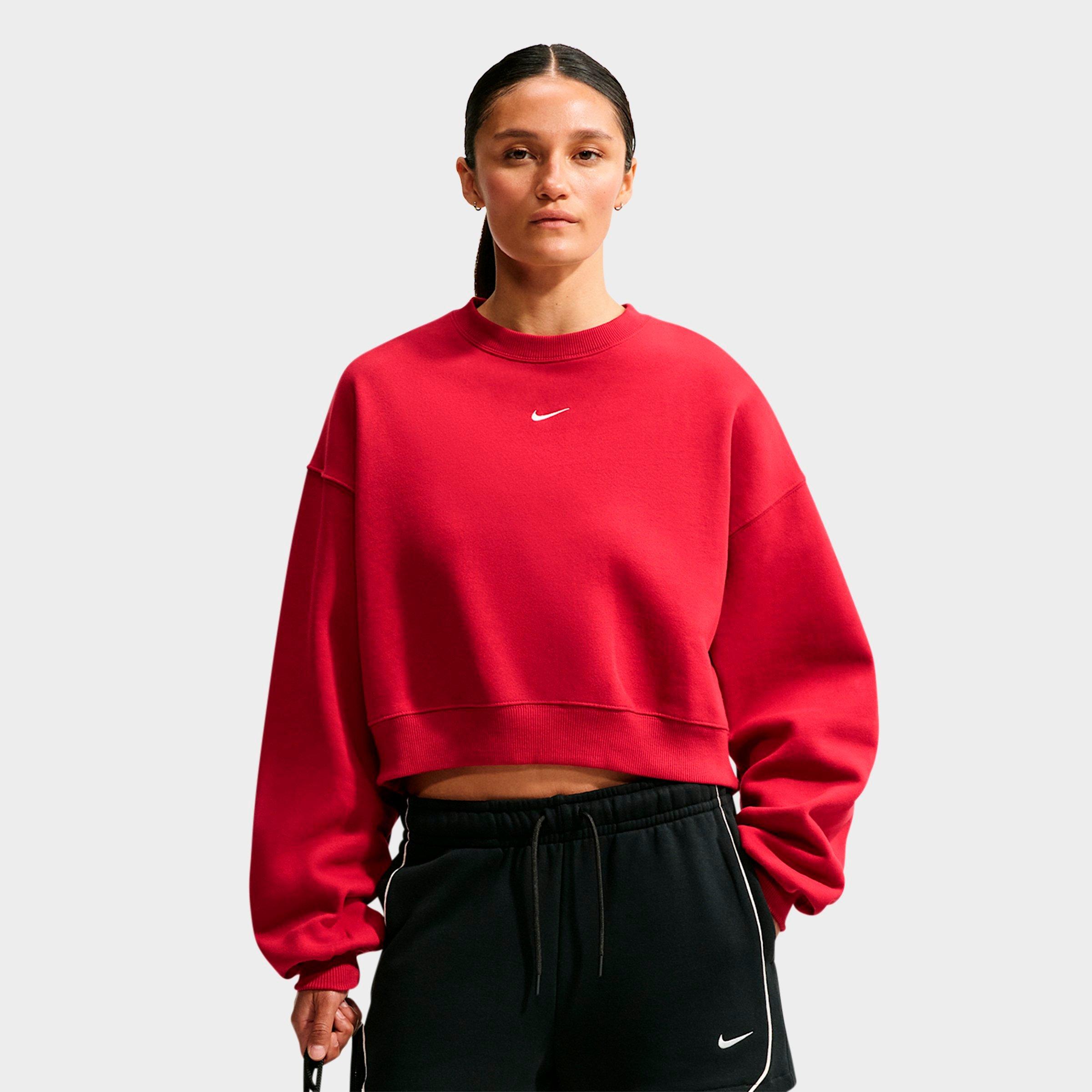 Women's Nithtke Studio Fleece Medium Weight Oversized Cropped Crewneck Sweatshirt - Tough Red/Sail