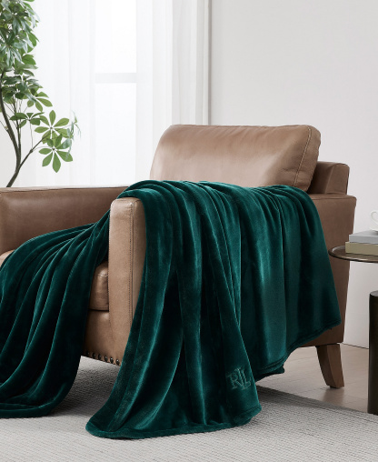Lauren Ralph Lauren Micromink Plush Blanket, Twin - Green