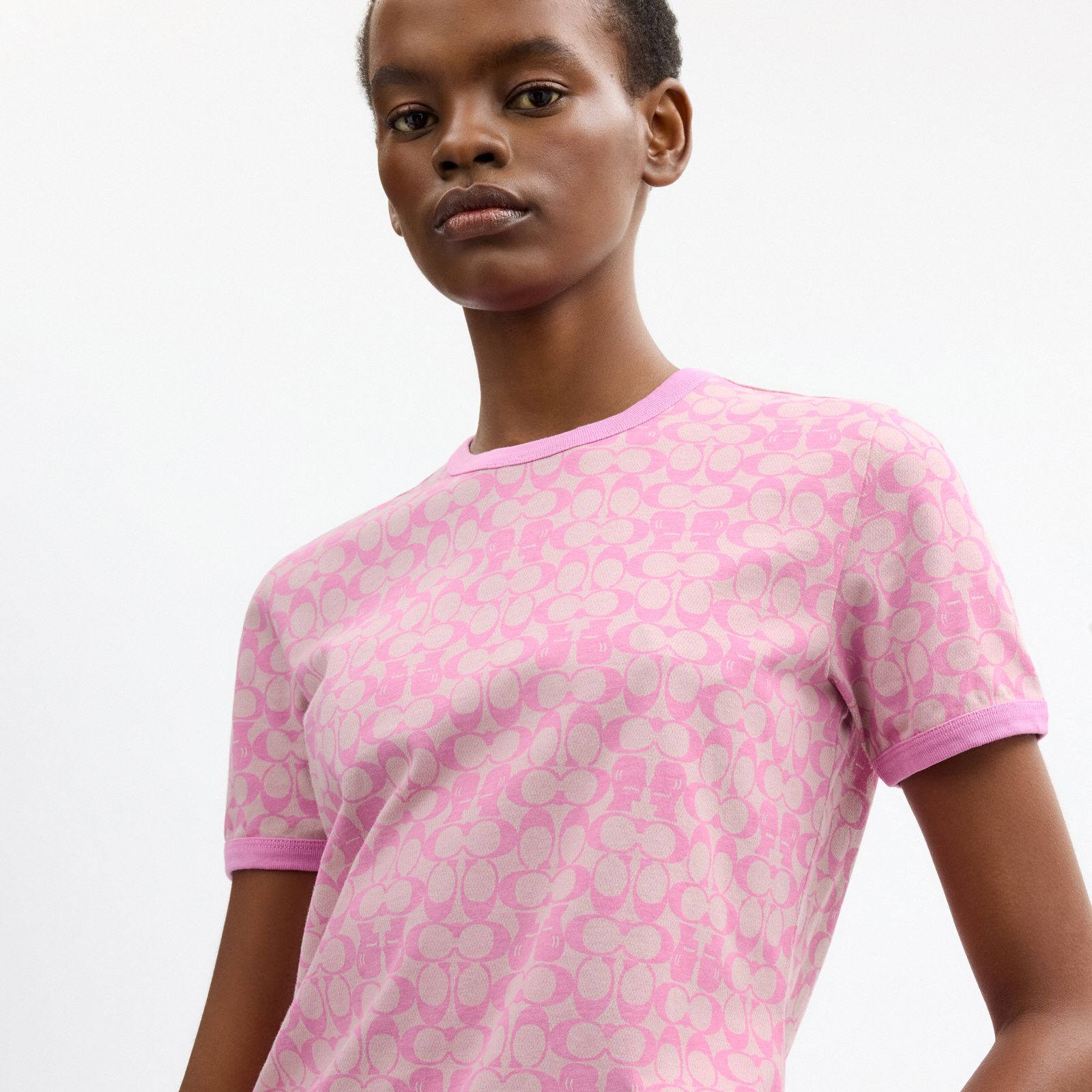 Coach | Brain Dead Signature Ringer T-Shirt - Fuschia - view 4
