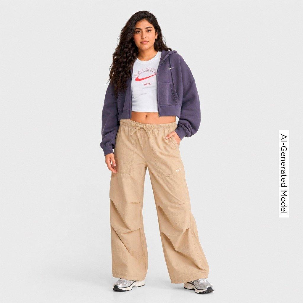 Women's Nithtke Studio Fleece Medium-Weight Oversized Cropped Full-Zip Hoodie - Gridiron/Sail