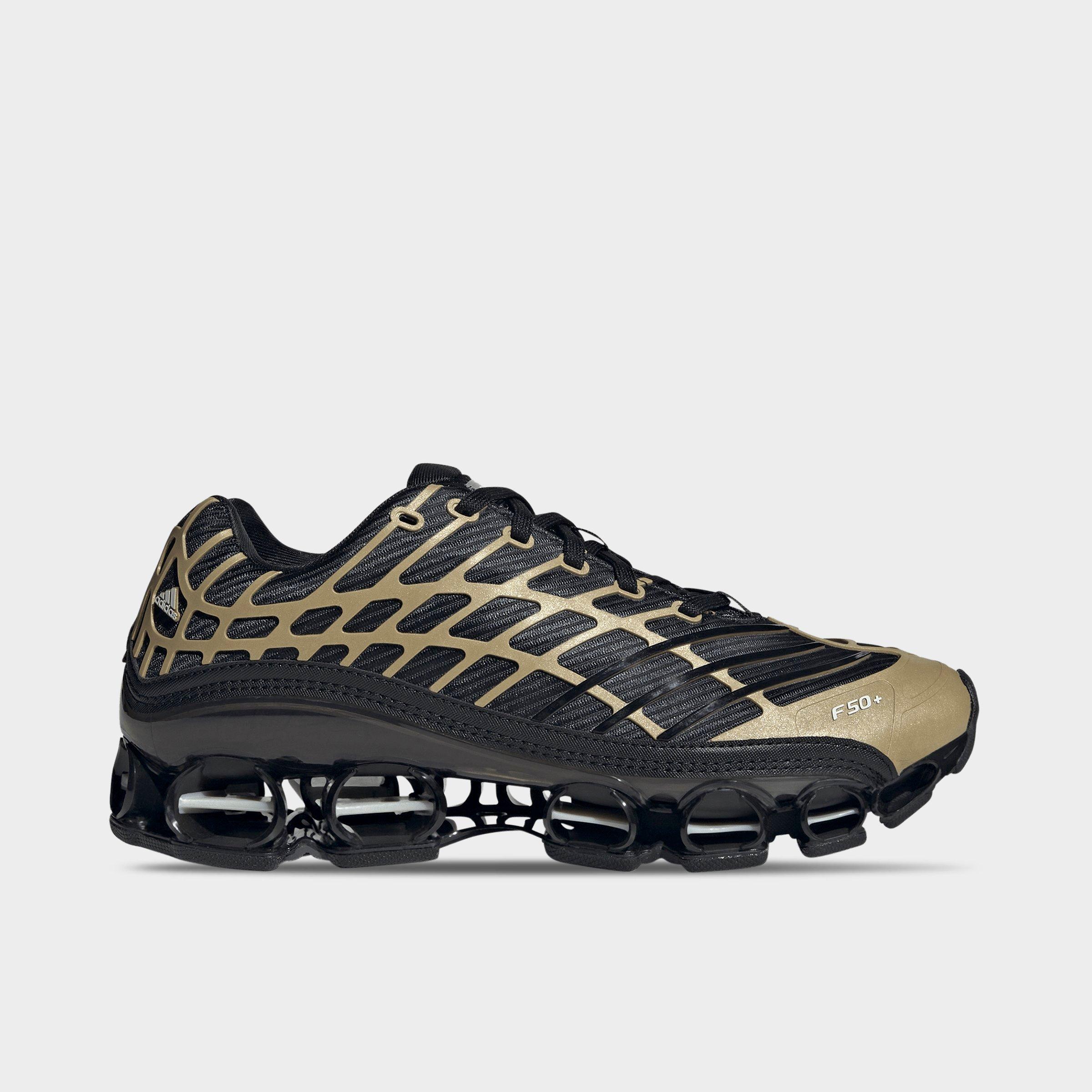 Men's adidas Megaride F50 Casual Shoes - Core Black/Core Black/Thermal Chrome - Left shoe facing left. Outside of the shoe.