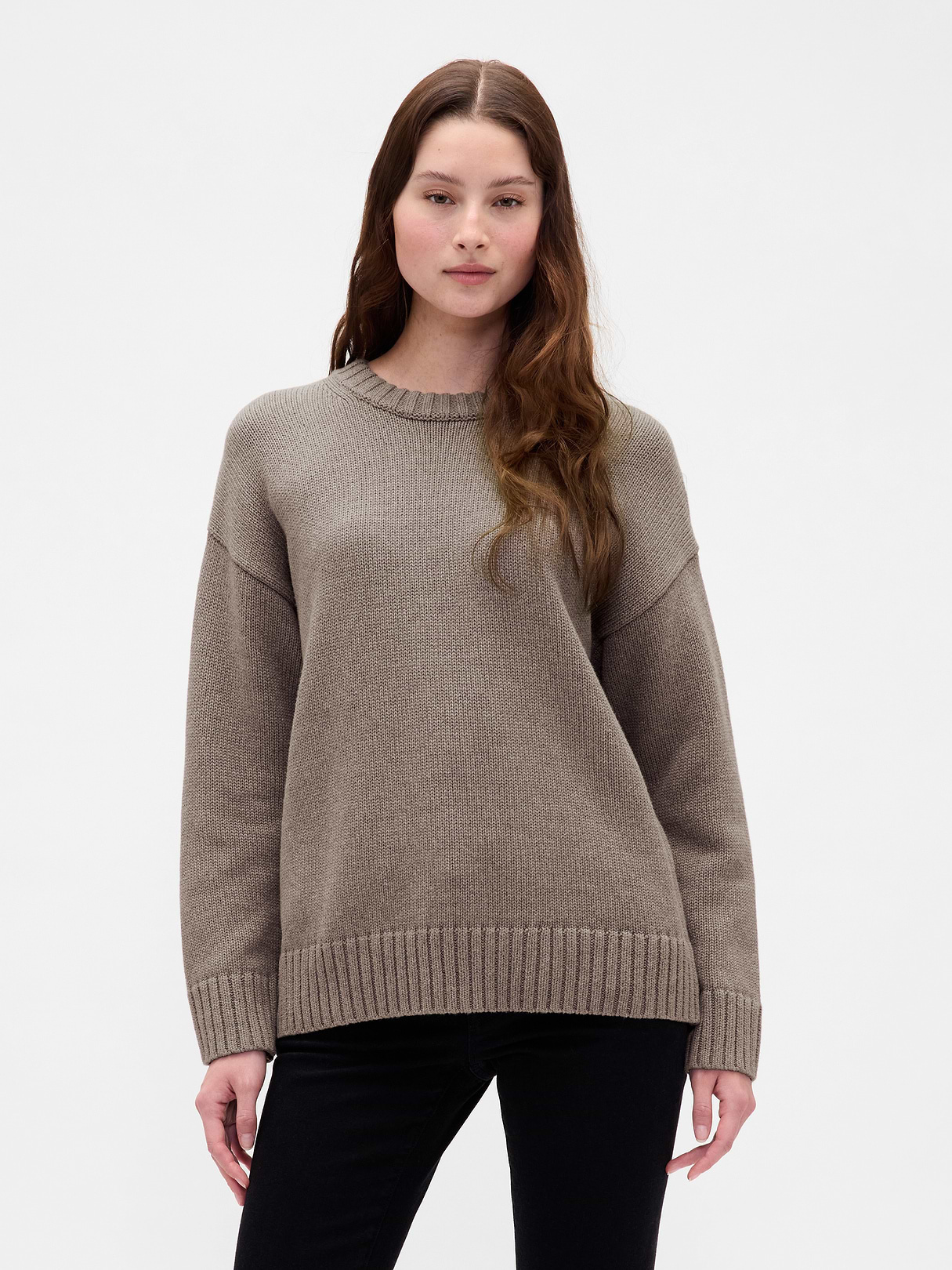 100% Cotton Oversized Sweater - Toasted almond brown