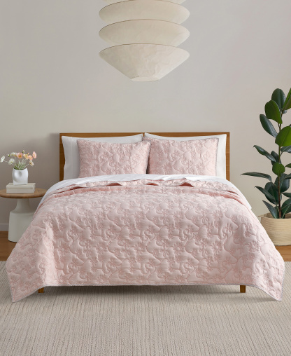 UGG® Botanic 2-Piece Quilt Set, Twin/Twin XL - Snow, Lilac