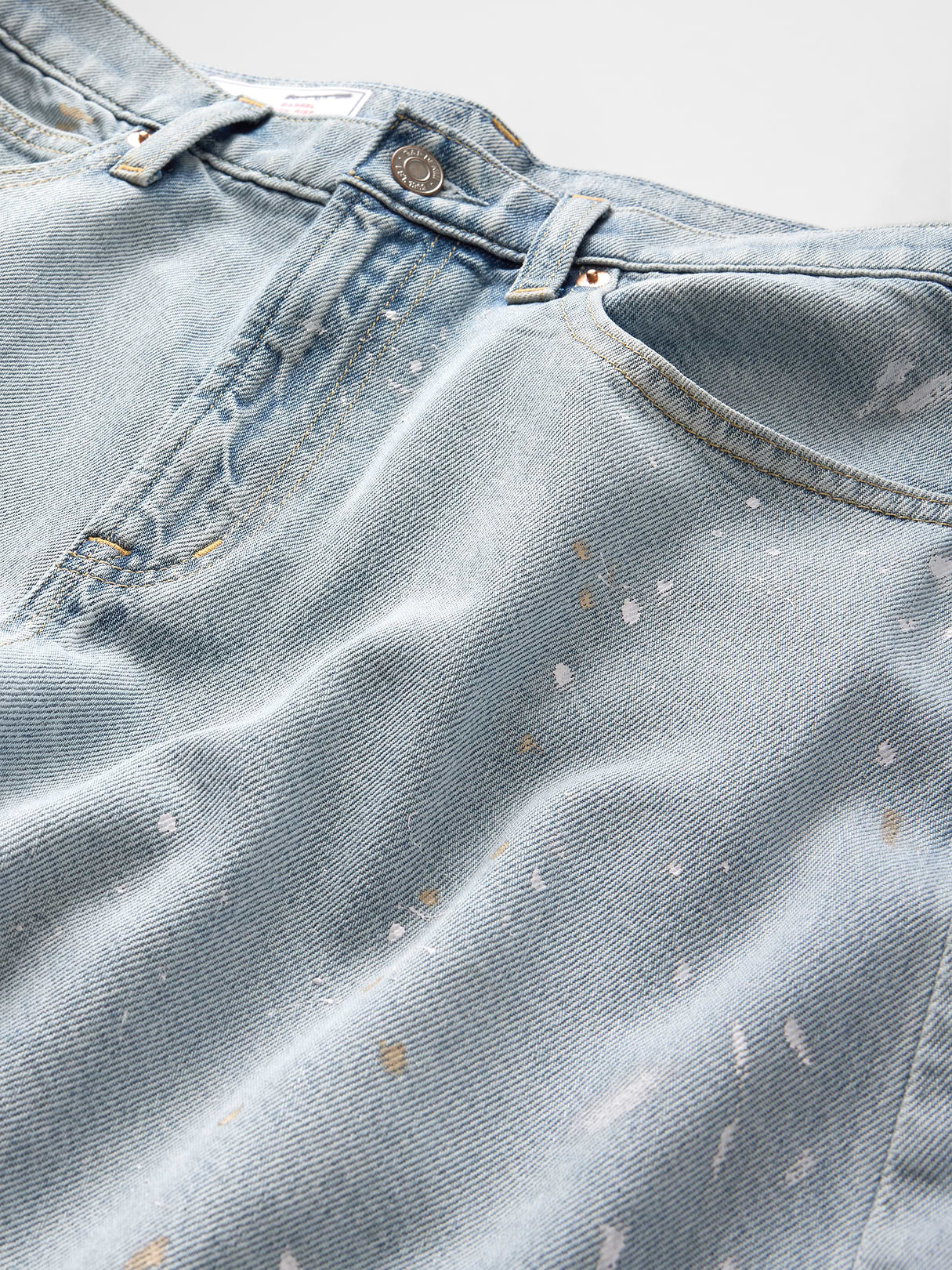 High Rise Barrel Jeans - Splattered light wash