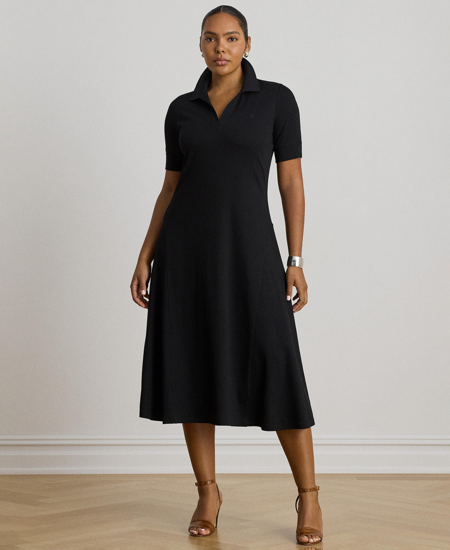 Lauren Ralph Lauren Women's Rib Knit Collared Dress - Black