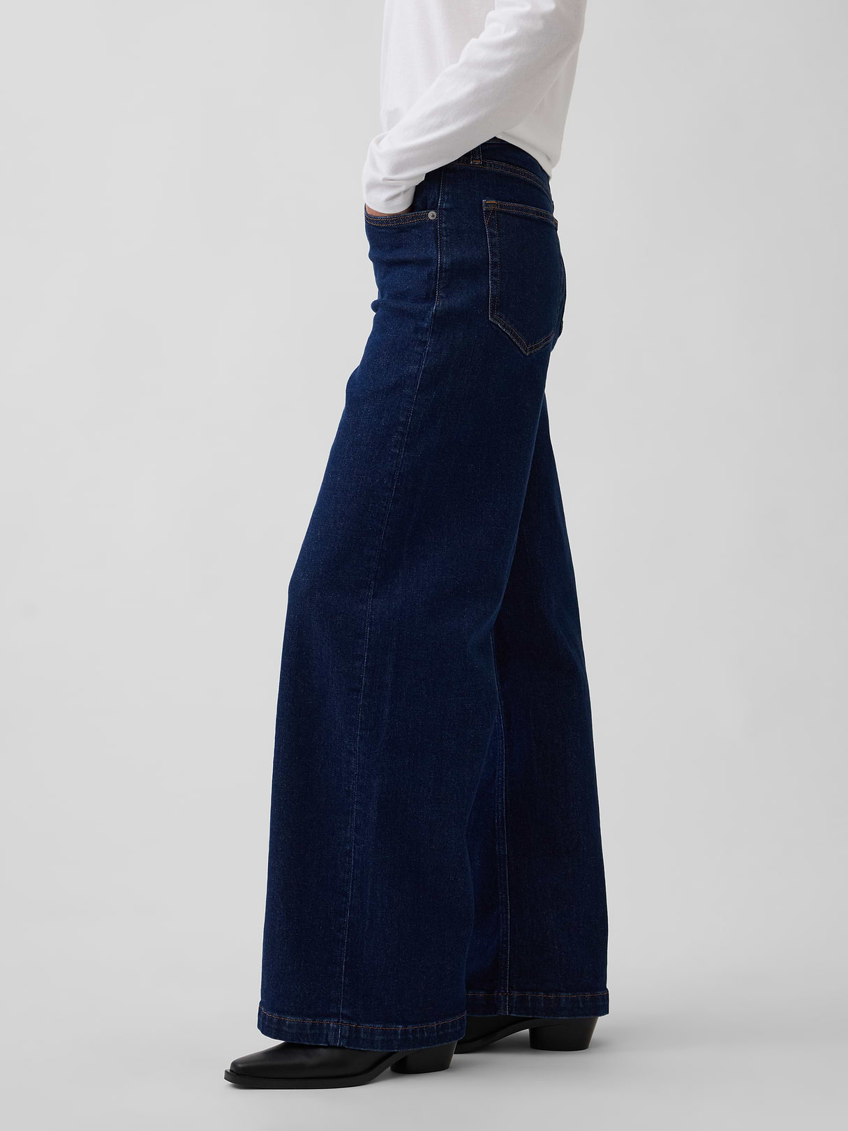 High Rise Stride Wide-Leg Jeans - Rinse wash