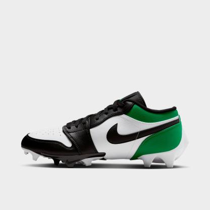 Men's Jordan 1 Low TD Football Cleats - Black/White/Lucky Green - view 1