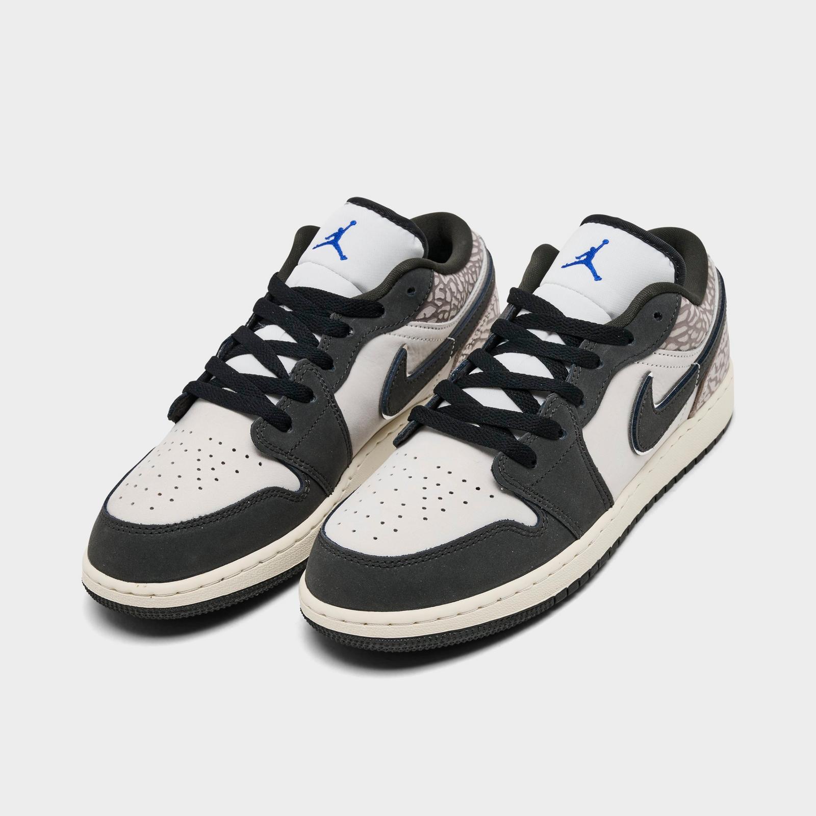 Big Kids' Air Jordan Retro 1 Low OG SE Casual Shoes - Sail/Infrared/Deep Pewter - view 2