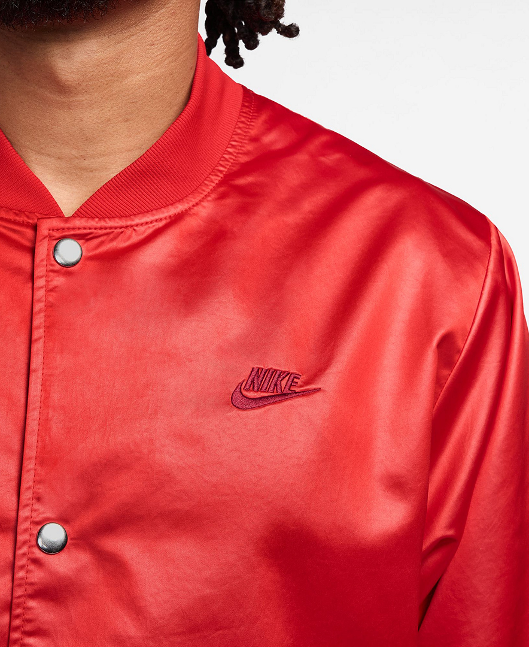 Nike Men's Sportswear Club Snap-Front Varsity Jacket - University red/Team crimson