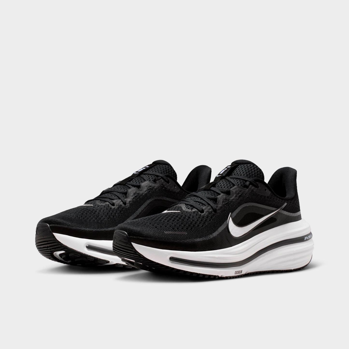 Men's Nithtke Air Winflo 12 Road Running Shoes - Black/Dark Smoke Grey/White - Both shoes facing left