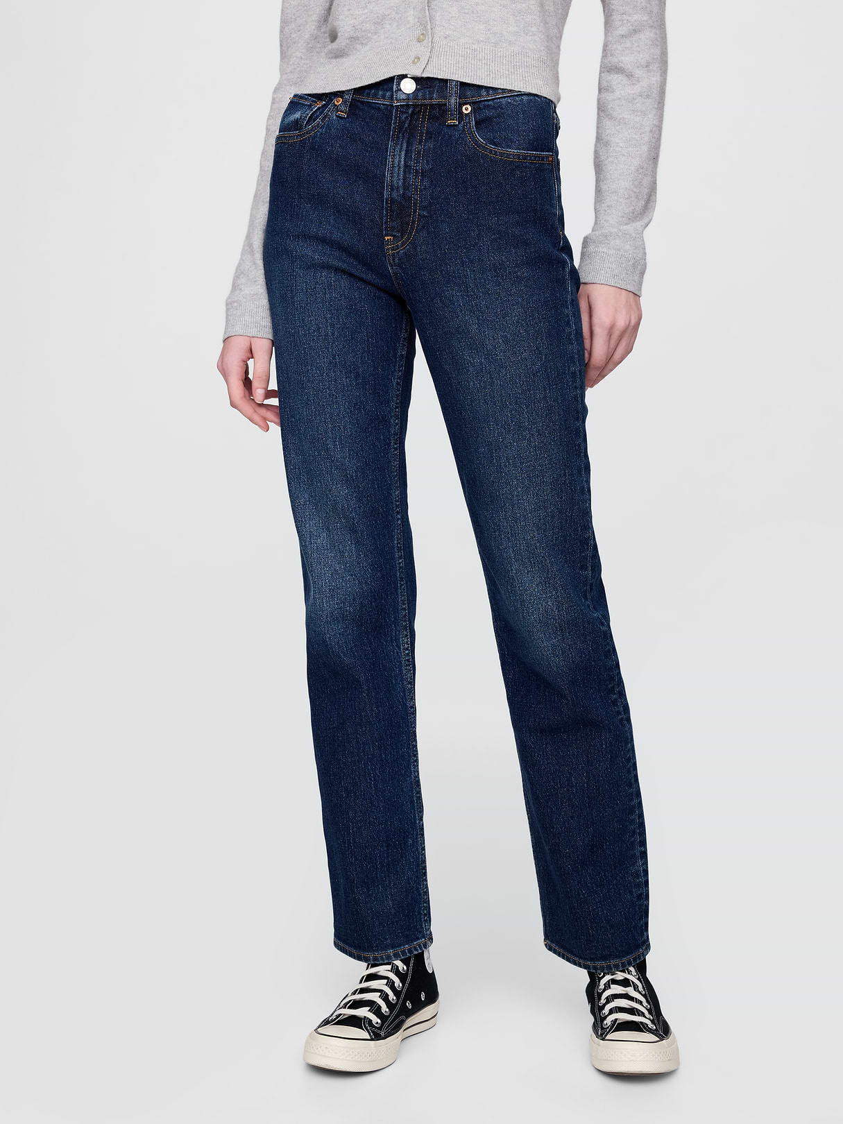 High Rise '90s Slim Straight Jeans - Dark rinsed wash