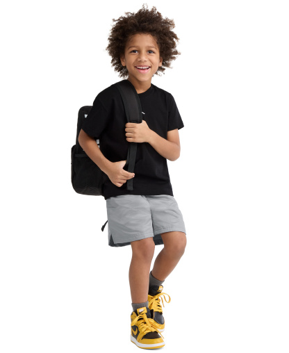 Jordan Boys' 4-7 Dri-FIT Crewneck Jersey T-Shirt and Mesh Shorts, 2-Piece Set - Medium Gray/Black