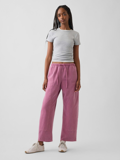 Easy Double-Knee Barrel Pants - Raspberry ice pink