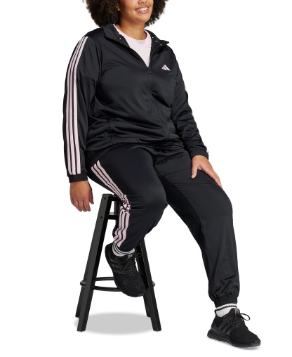 adidas Plus Size Essentials Tricot Three Stripes Track Jacket - Black/Clear Pink