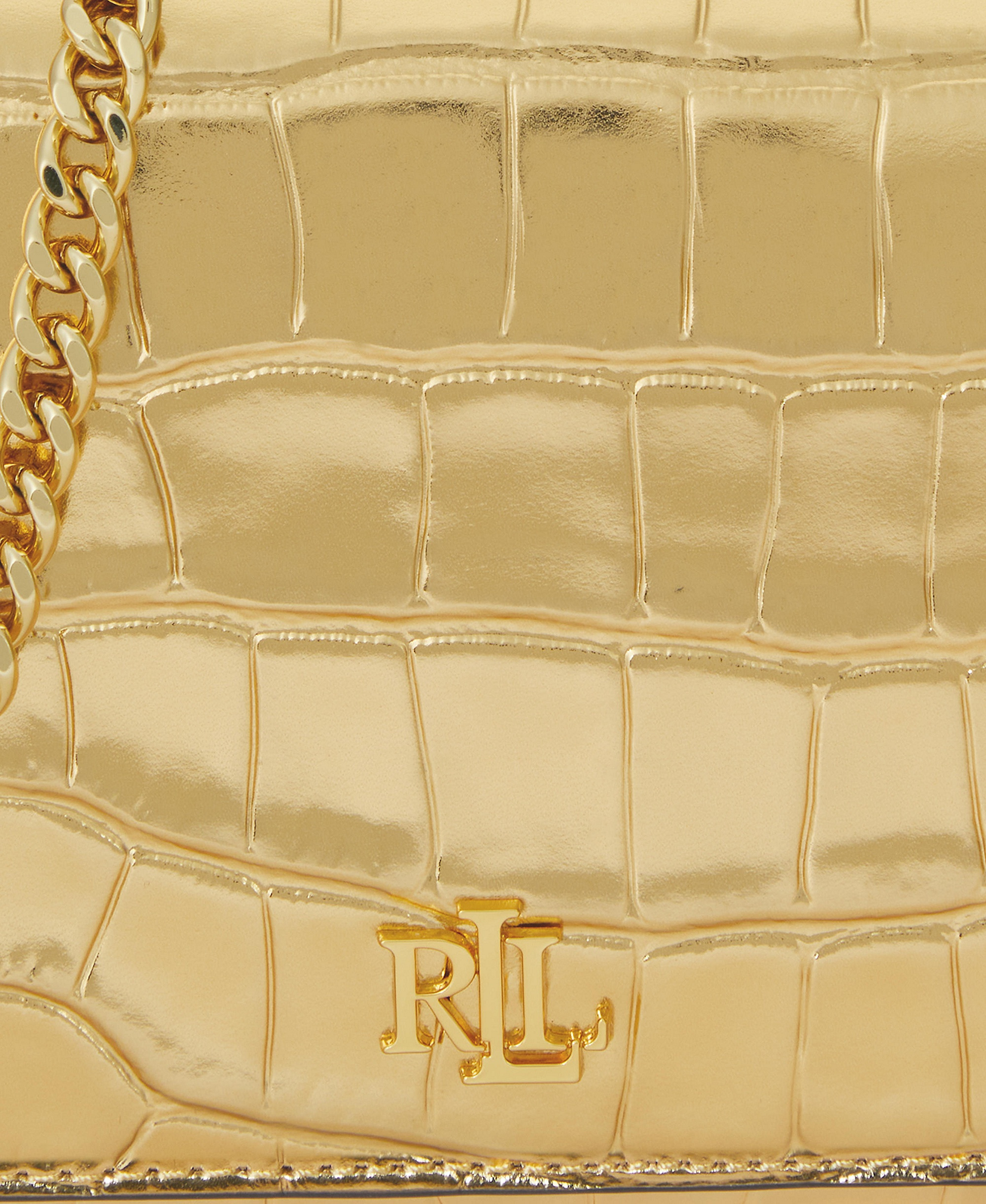 Lauren Ralph Lauren Adair II Small Croc-Embossed Crossbody Bag - Modern Gold