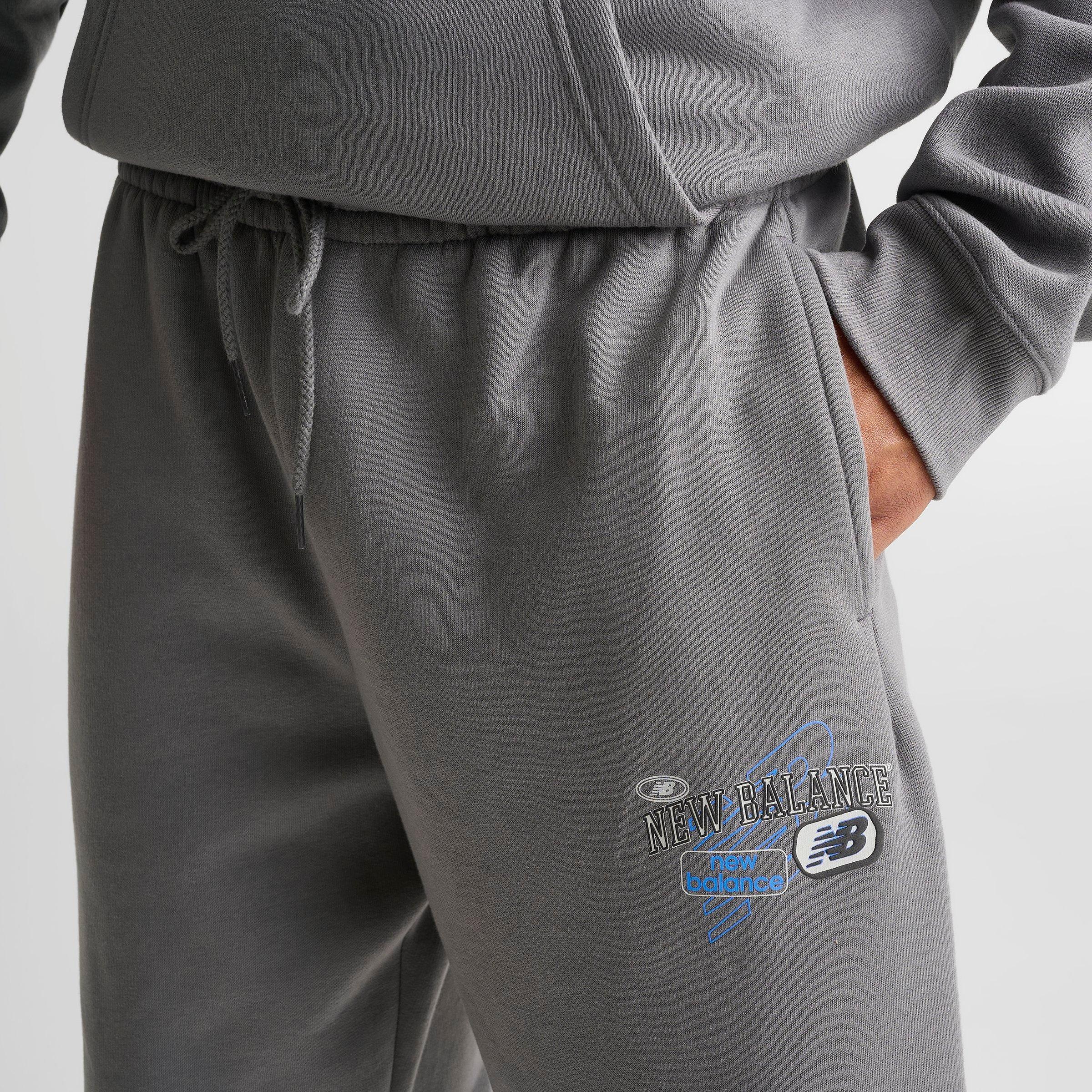 Men's New Balance Puffed Fleece Sweatpants - Grey/Blue - view 5