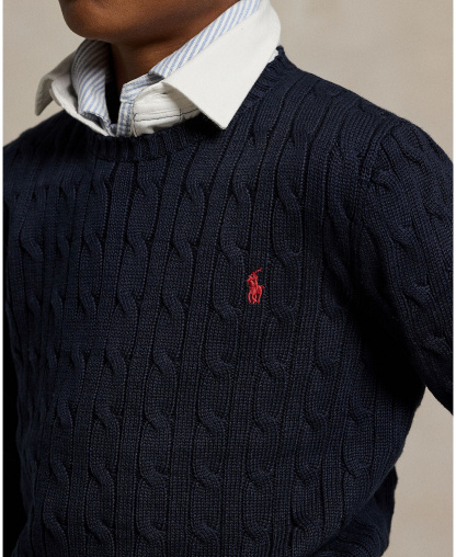 Polo Ralph Lauren Boys' 8-20 Cable-Knit Cotton Sweater - RL NAVY