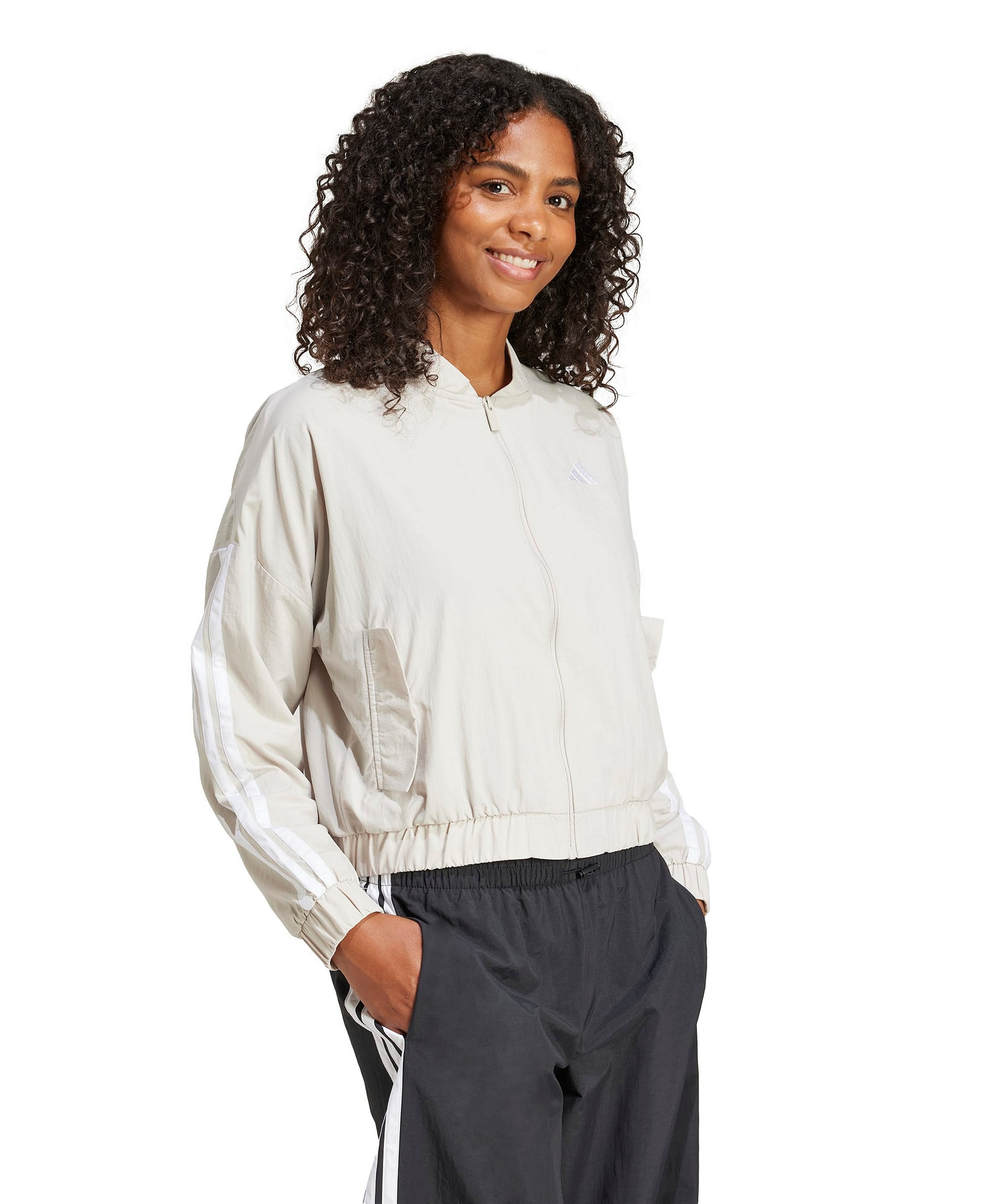 adidas Women's Essentials 3-Stripes Lifestyle Bomber Jacket - Wonder Alumina