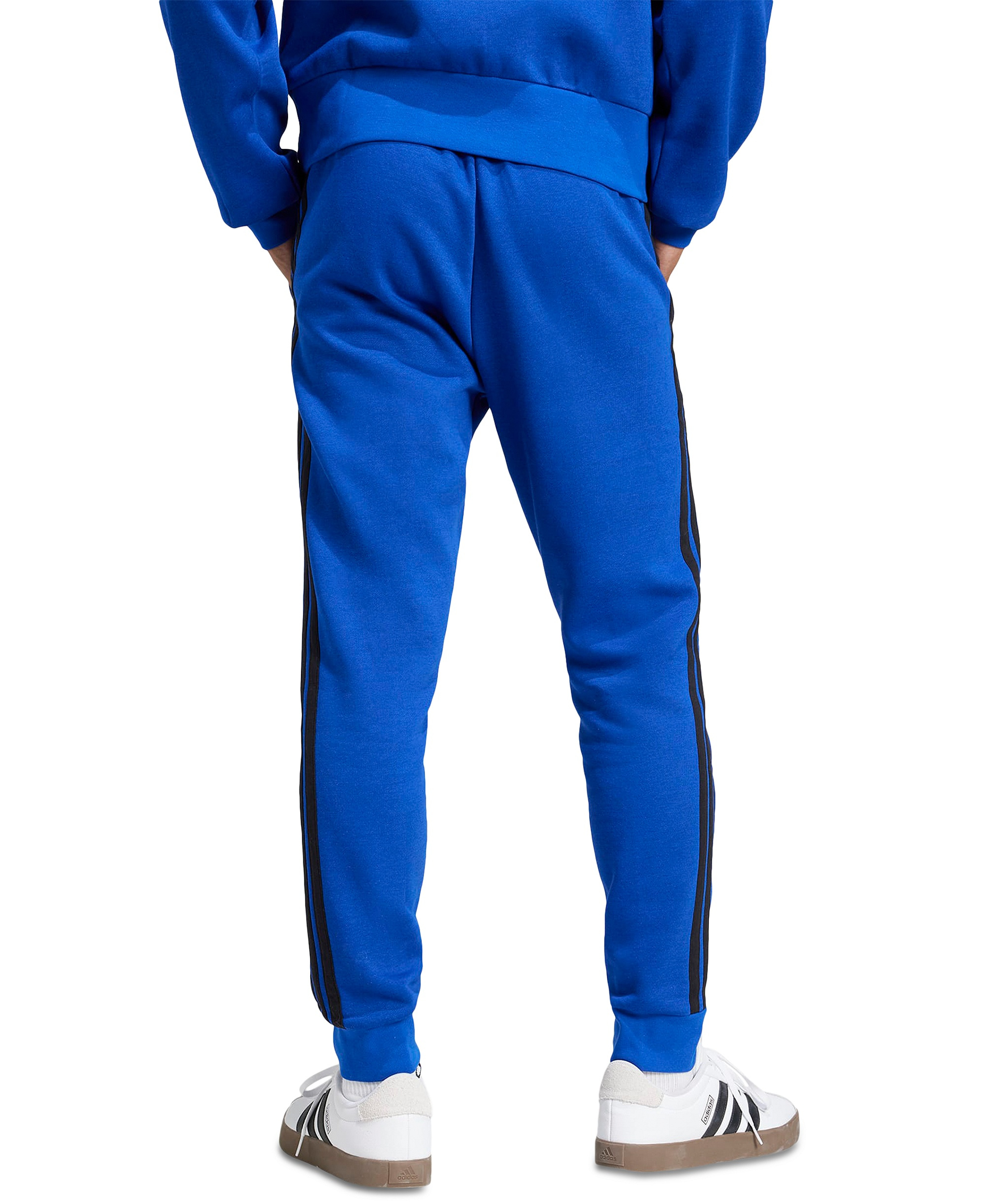adidas Men's Essentials Three-Stripes Regular-Fit Fleece Joggers - Royal Blue/Black