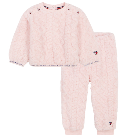 Tommy Hilfiger Baby Girls' Long-Sleeve Sherpa Top and Pants, 2-Piece Set - Light Pink
