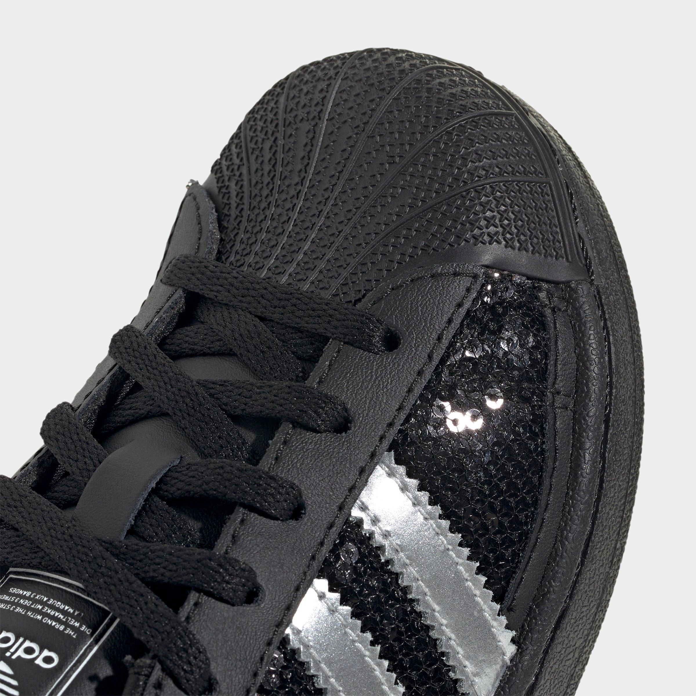 Little Kids' adidas Originals Superstar II Casual Shoes - Core Black/Silver Metallic/Cloud White - Detail shot
